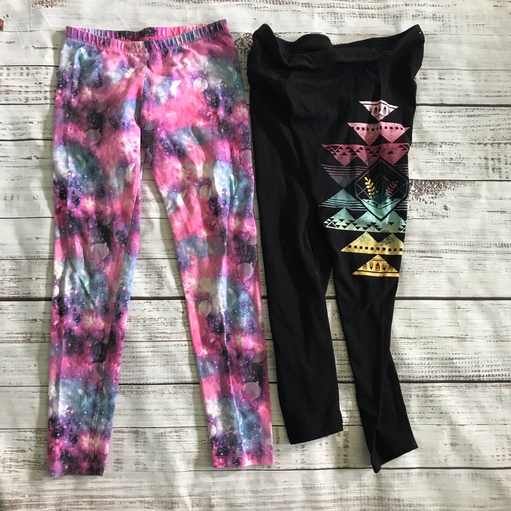 2 pairs of girls leggings / Cat & Jack + Justice Size XL / 14